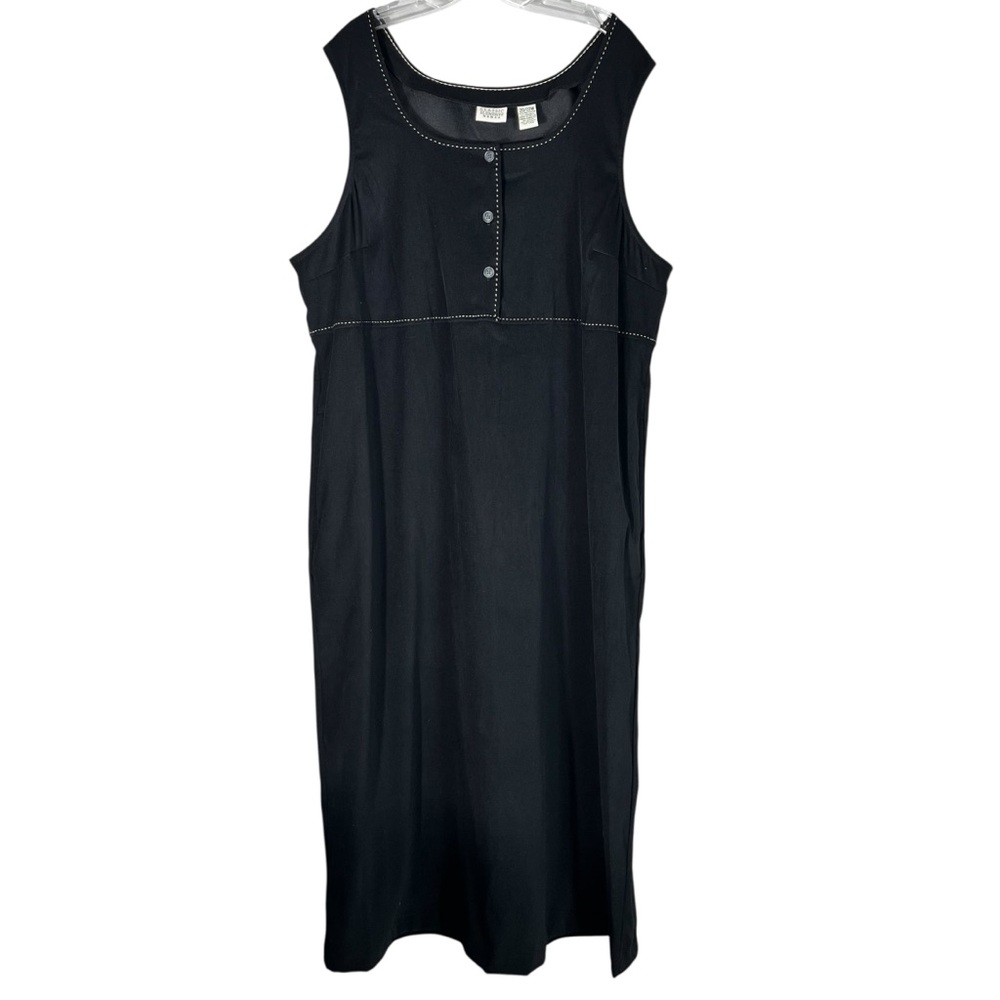 Vintage 90s Classic Elements Black Faux Suede Smock Dress Plus Size 22/24W